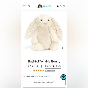 Jellycat Bashful Twinkle Bunny